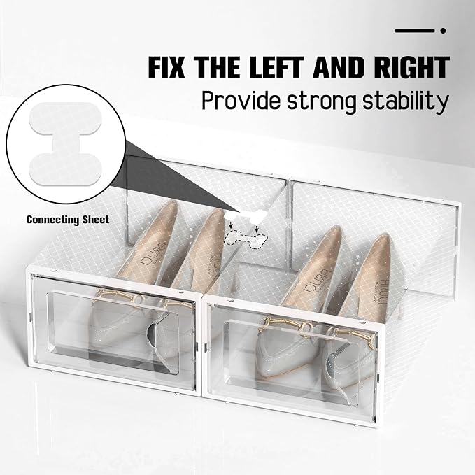 Kuject 15 Pack Shoe Storage Boxes, Large Clear Plastic Stackable Shoe Organizer - Image 3