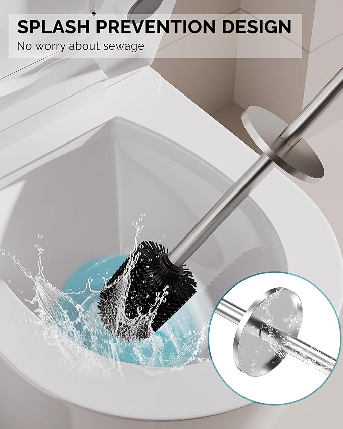 Toilet Brush and Holder Set, Stainless Steel Toilet Bowl Brush - Image 4