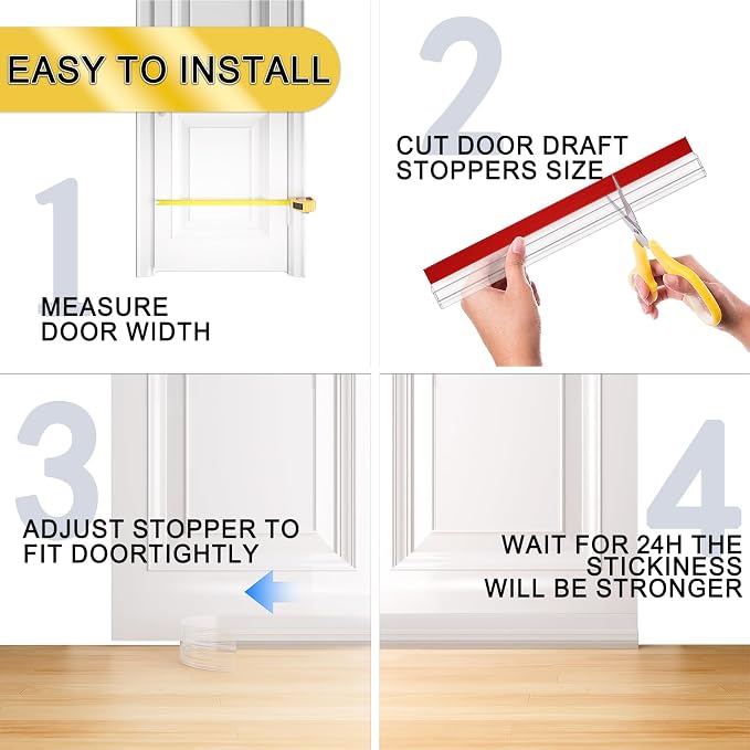 Door Draft Stopper, Door Sweep for Bottom of Door, Weather Stripping Door Seal - Image 6