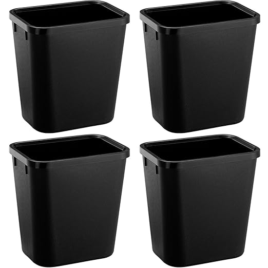 Black Small Trash Can 4Pack, 2Gallon/8 L Plastic Office Trash Can Garbage Can by Halyuhn
