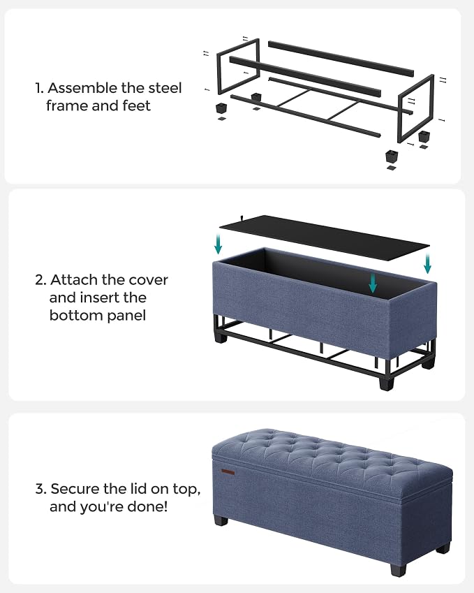 SONGMICS Storage Ottoman Bench, Foot Rest - Image 7