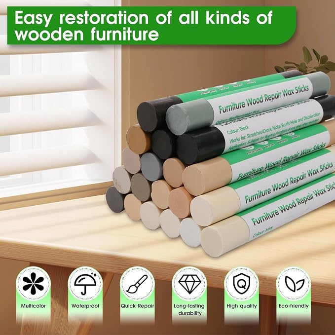 Furniture Markers Touch Up, 20 Colors Wood Filler Sticks, Wood Wax Crayons - Image 4