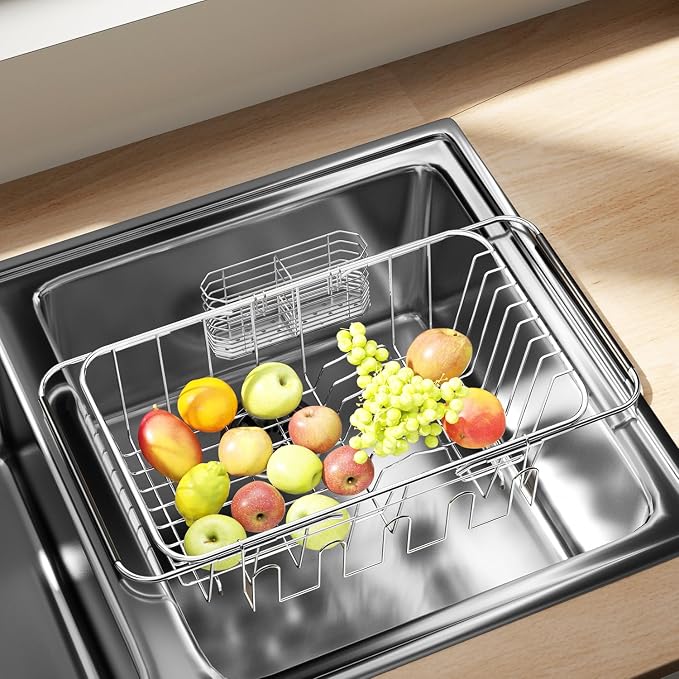 Small Dish Drying Rack in Sink, Extendable Stainless Steel Dish Drainers - Image 8