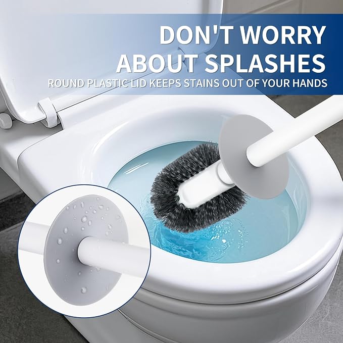 Toilet Brush & Holder Set, Lightweight Plastic Handle, Space Saving - Image 3