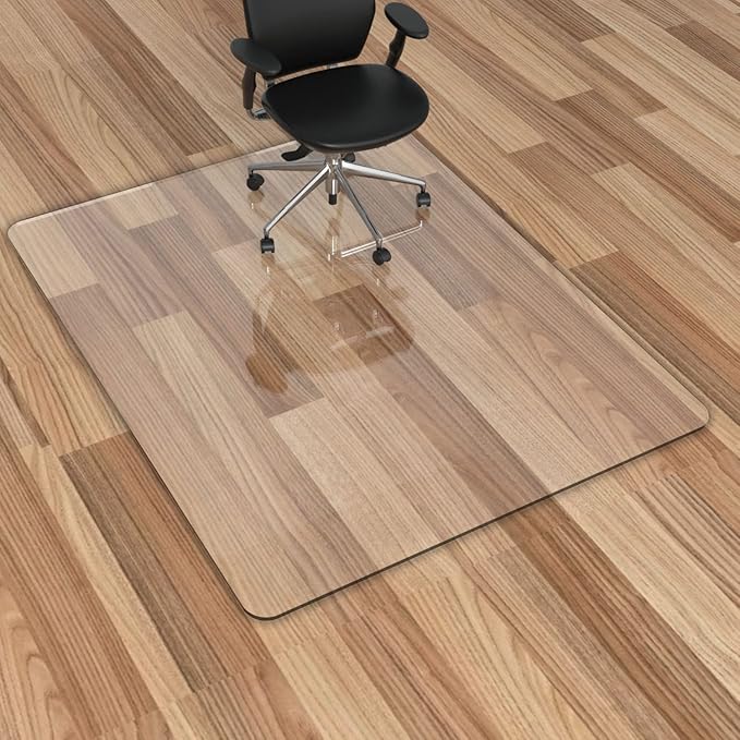 Office Chair Mat for Hardwood Floor, 1/8" Thick 53"x 45" Crystal Clear Hard by HOMEK