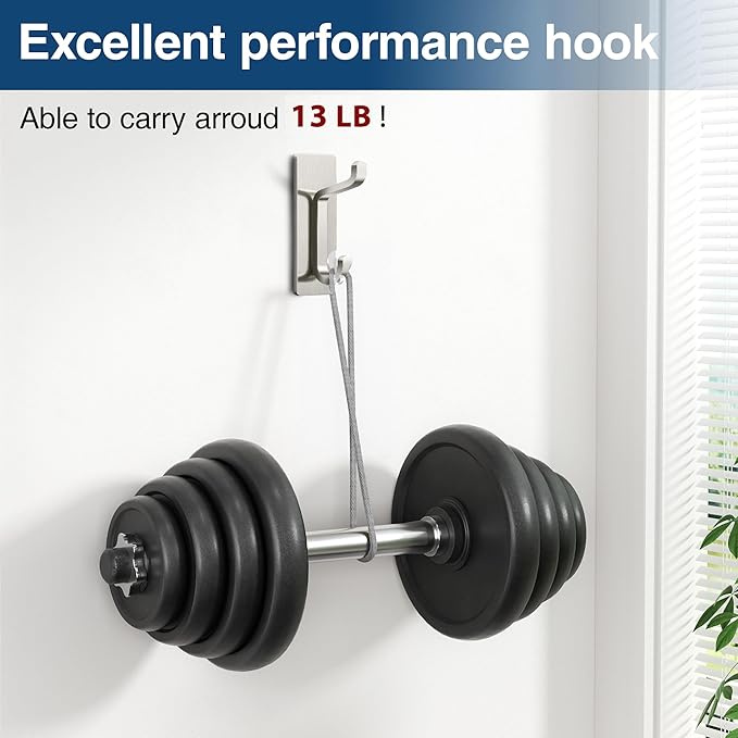 pickpiff Wall Hooks for Coat and Towel: 13LB Adhesive Door Hanger Stick on - Image 3