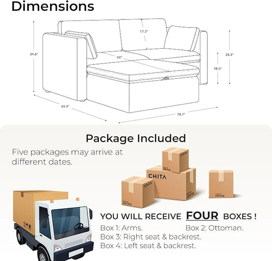 CHITA Modular Sectional Sofa, FSC Certified L Shaped Couch - Image 2
