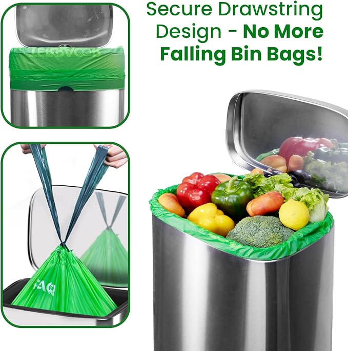 13 Gallon Compostable Trash Bags Liners Drawstring, Heavy Duty Extra Thick 1 Mil - Image 3