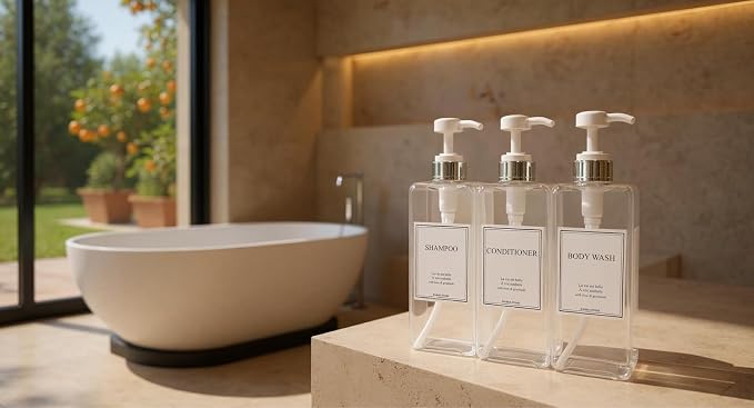 Modern Design Large 27 oz Shampoo and Conditioner Dispensers - Image 9