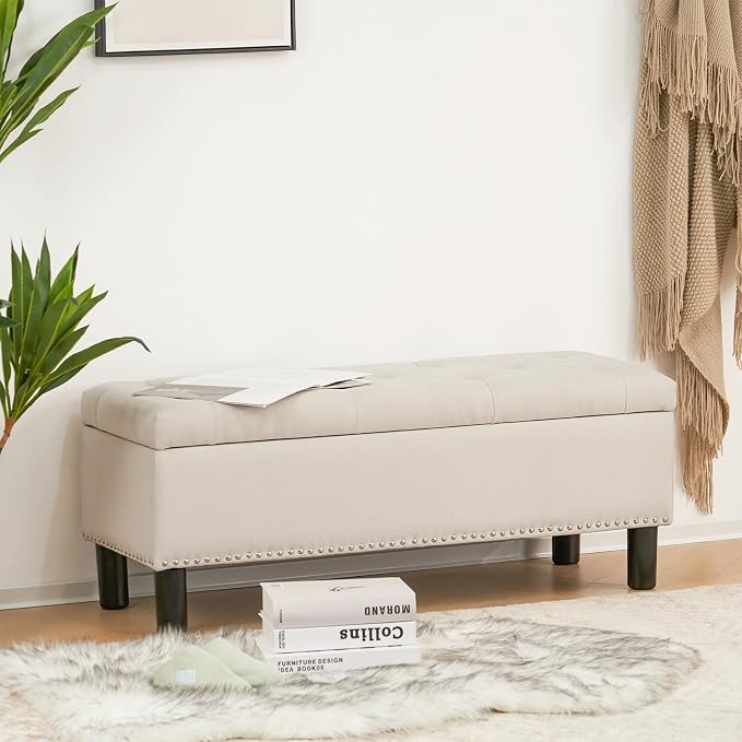 Furnimart 42.5 Inch Storage Ottoman Bench, Flip Top End of Bed Storage Bench - Image 9