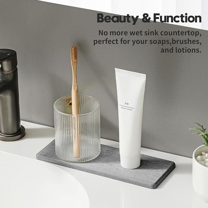 2PCS Bathroom Counter Vanity Trays, Water Absorbing Diatomite Stone Quick - Image 2