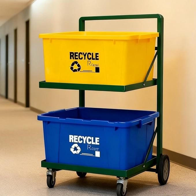 Recycling Cart, 2-Tier Recycle Bin Cart - Image 2