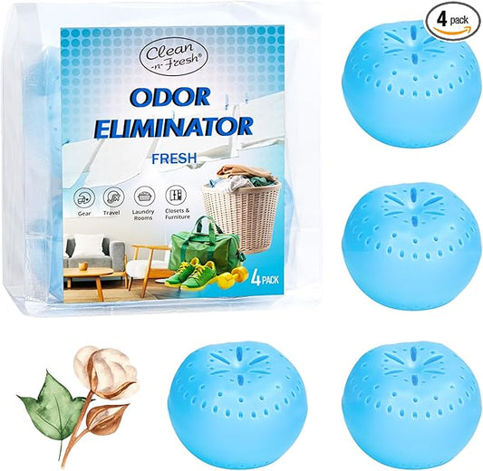 4 Pack Baking Soda Deodorizers, Fresh Scent Shoe Deodorizer Balls, Air Freshener by Clean-n-Fresh