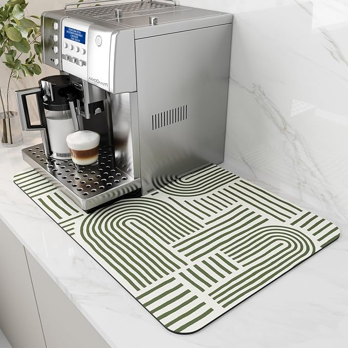 AMOAMI Coffee Mat Hide Stain Rubber Backed Absorbent Dish Drying Mat by AMOAMI