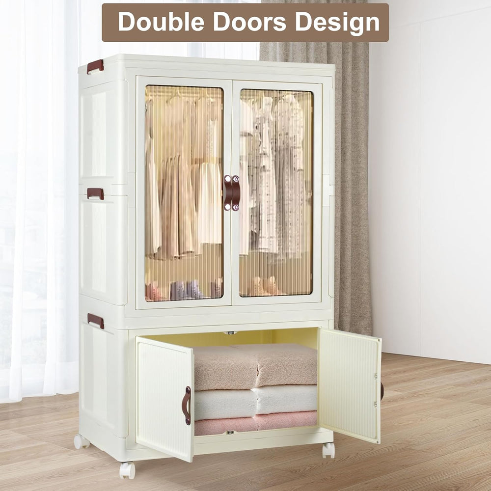 FozsKeylf Stackable Closet Storage Bins, Collapsible Clothes Organizers, Port...
