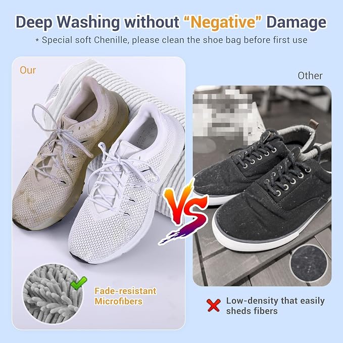 Large Shoe Bag for Washing Machine, Two-Zone Design, 2 Mesh Pockets, One-Step - Image 4