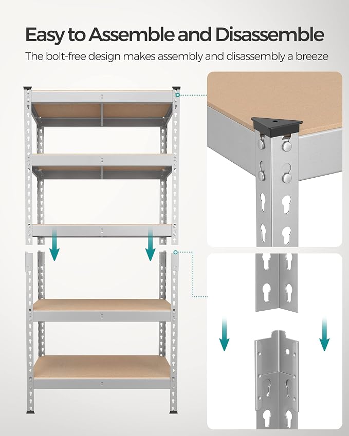 SONGMICS 5-Tier Storage Shelves, Load 2310 lb, Boltless Assembly, Adjustable - Image 6