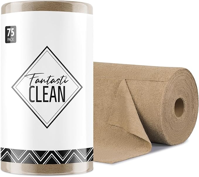 Fantasticlean Microfiber Cleaning Cloth Roll -75 Pack, Tear Away Microfiber by Fantasticlean