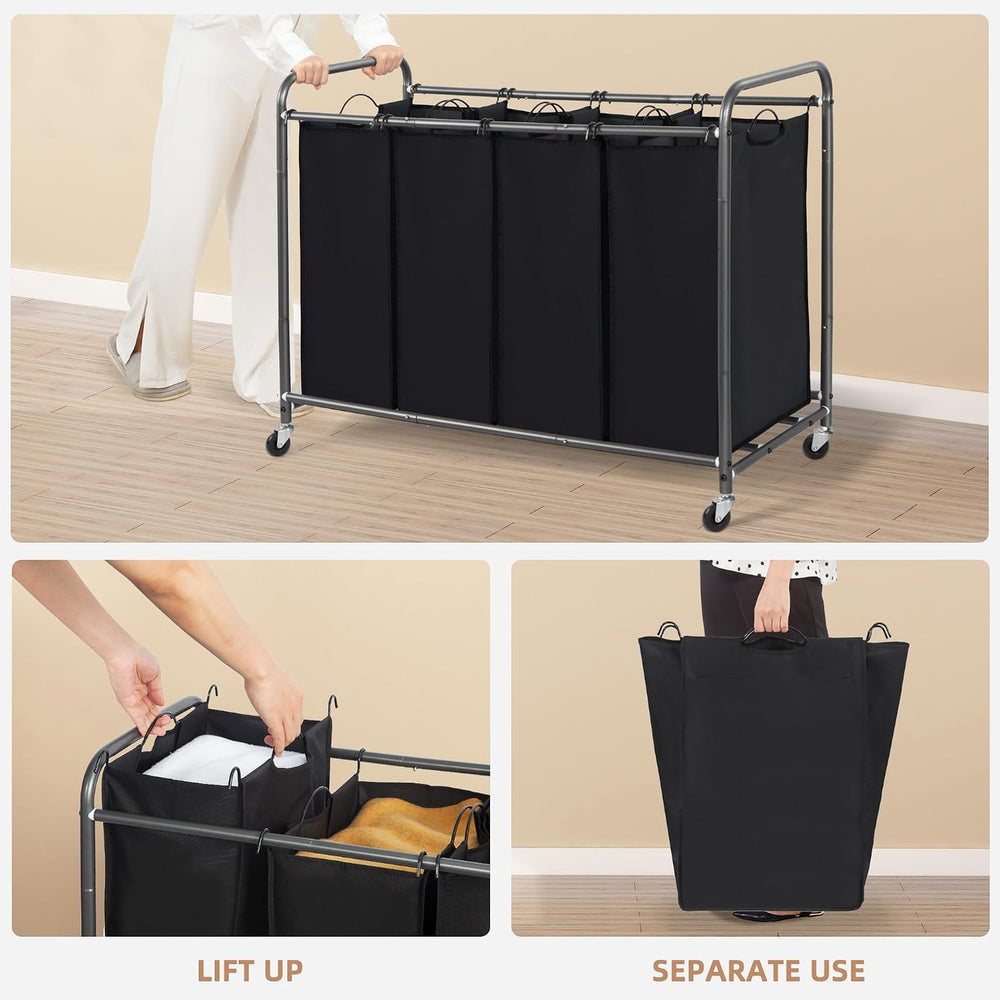 STORAGE MANIAC Laundry Sorter 4 Section, 47.5 Gal (180 L) Laundry Hamper with...
