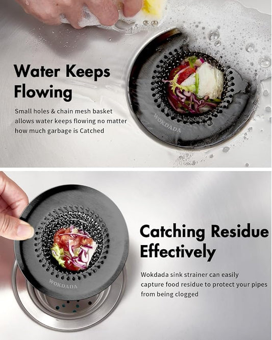 Sink Drain Strainer: Flexible Anti-Slip Chainlink, 304 Stainless Steel. - Image 2