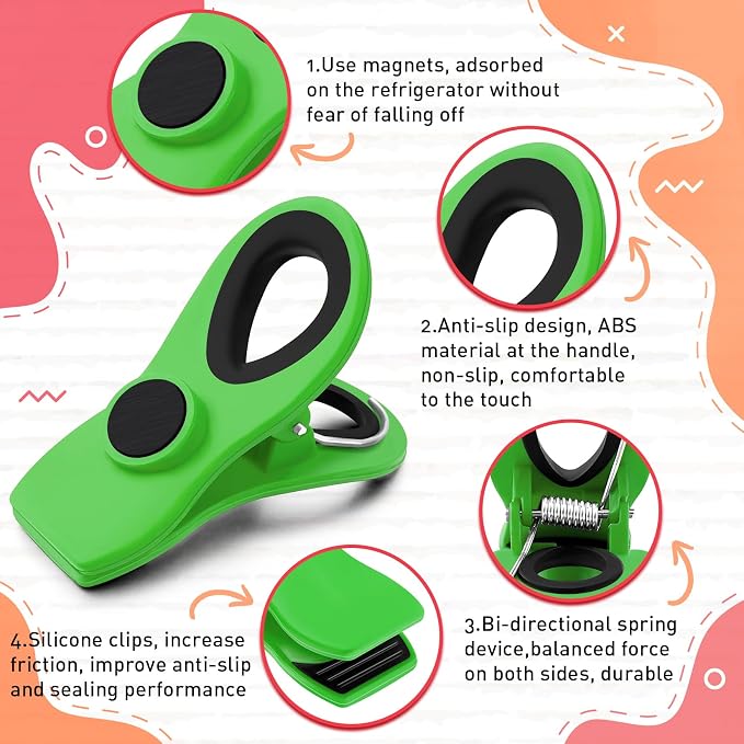 FINDMAG Big Chip Clip, Cute Magnet Clips Refrigerator Sealing Clip, Plastic - Image 2