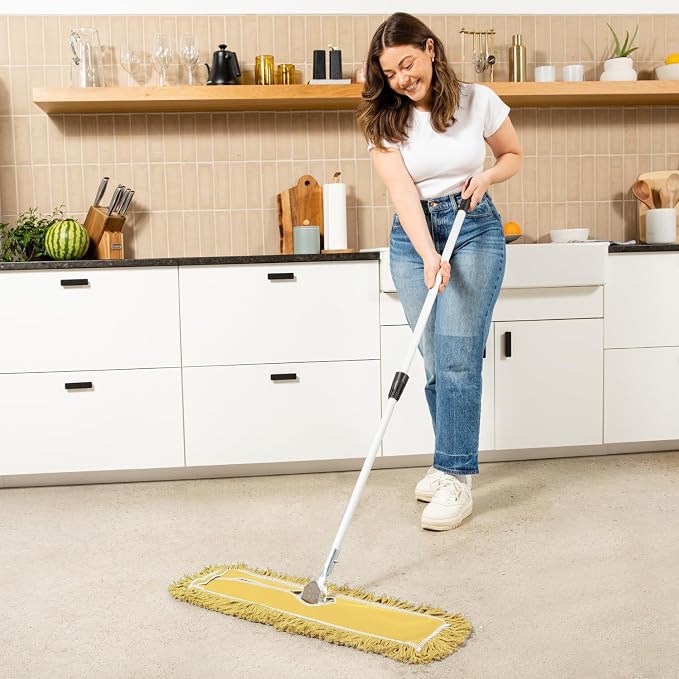 24 Inch Yellow Commercial Dust Mop & Floor Sweeper - Image 2