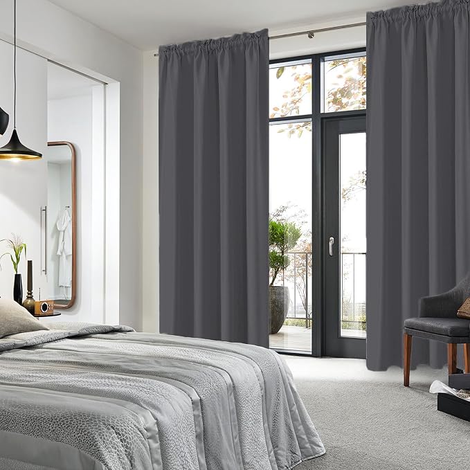 DWCN Bedroom Blackout Curtains 70 x 84 Inches Length 2 Panels Set, Solid - Image 2