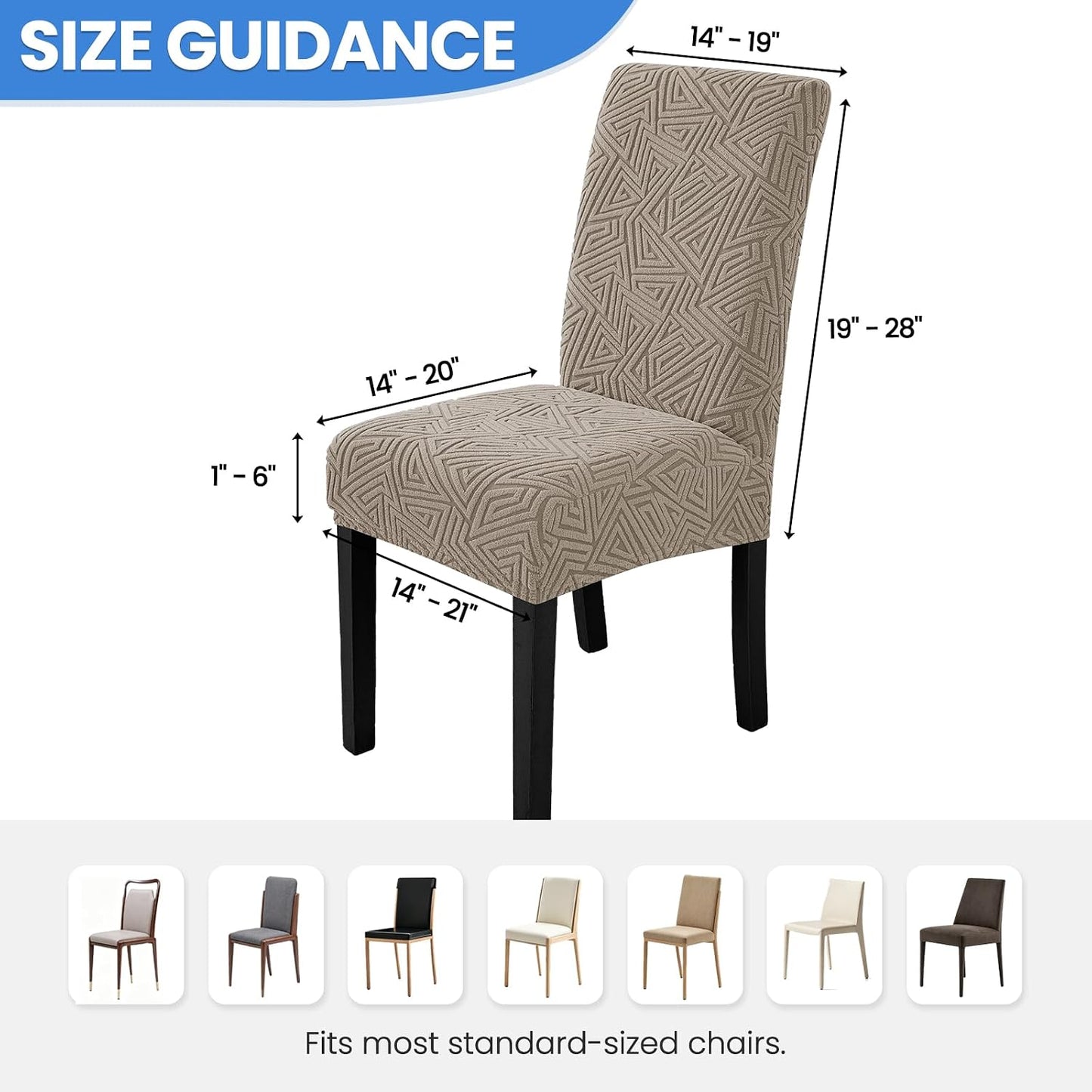 Dining Room Chair Covers Set of 4, Stretch Chair Covers for Dining Chairs, Parsons Chair Slipcover Washable, Chair Cover for Kitchen, Living Room, Restaurant, Banquet (Khaki)