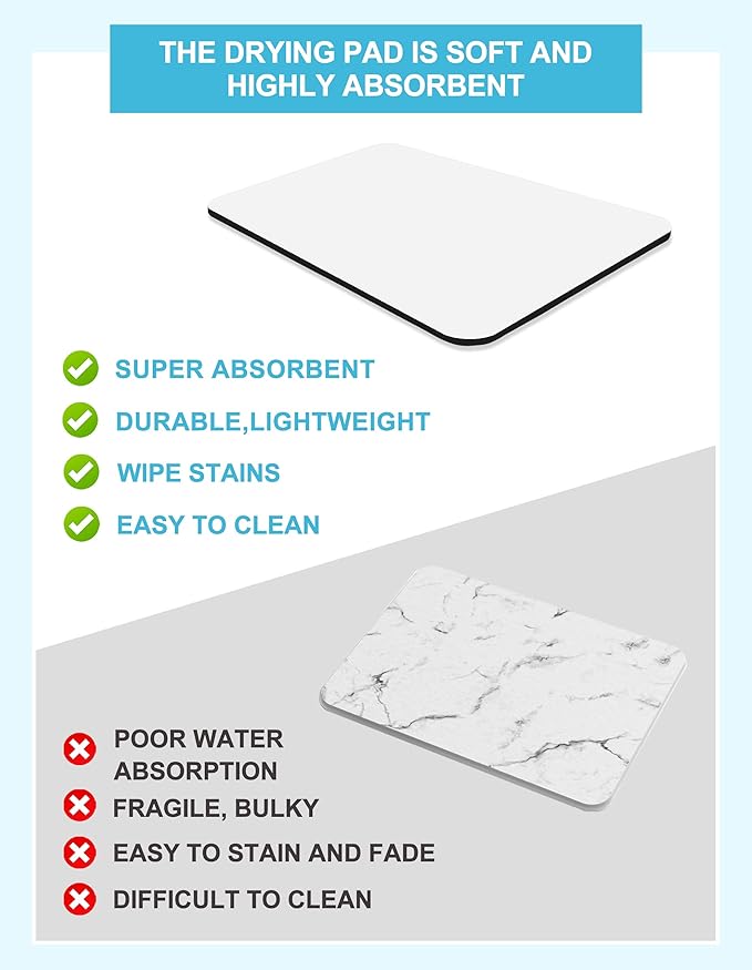Dish Drying Mat for Kitchen Counter, Hide Stain Anti Absorbent for Kitchen - Image 3
