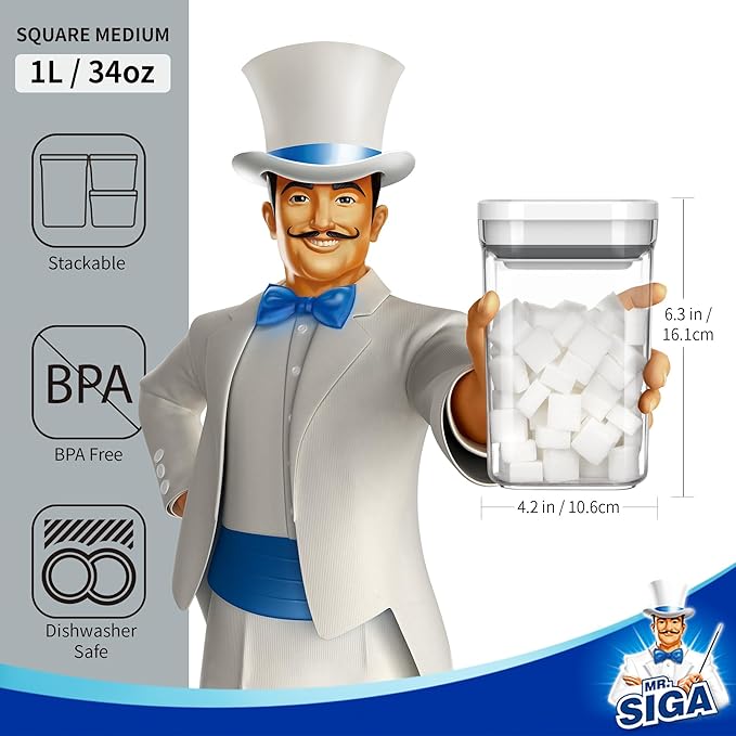 MR.SIGA 4 Pack Airtight Food Storage Container Set, BPA Free Kitchen Pantry - Image 3