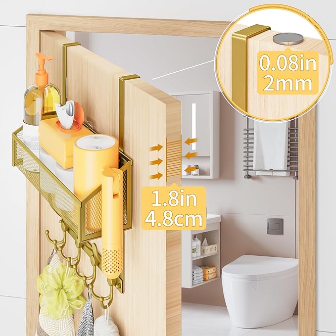 Over The Door Hooks Organizer, Coat Rack Over The Door Storage Hanger Towel Rack - Image 7