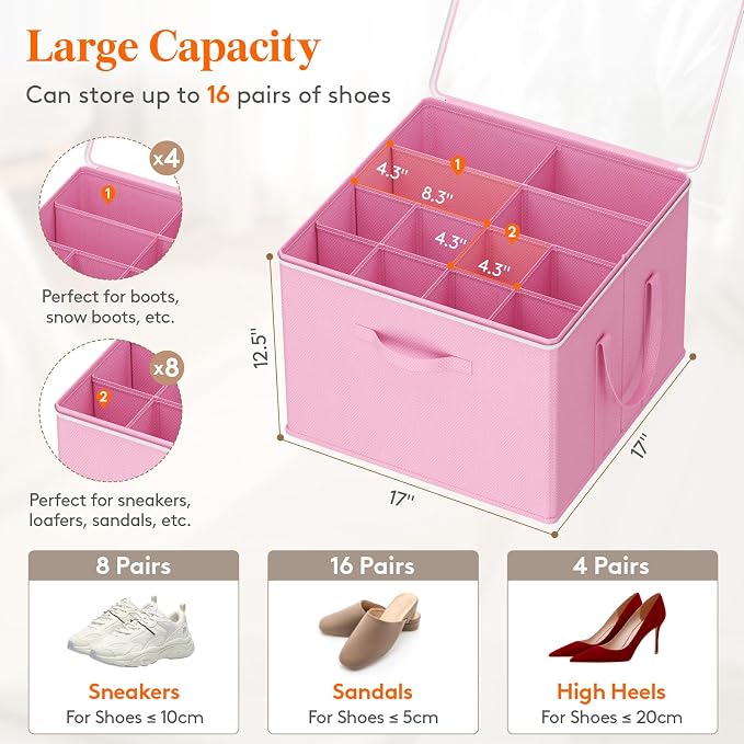 Lifewit Shoe Storage Organizer for Closet Fits 12-16 Pairs, Fabric Large Shoe - Image 2