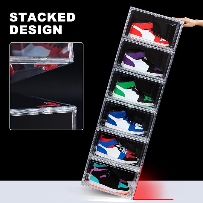 NYZE 3 Pack Acrylic Shoe Boxes Side Open, Shoe Storage Organizer - Image 5