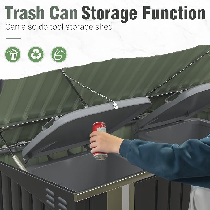 Greesum 5.8x3.3 FT Outdoor Storage Shed Metal Garbage Shed