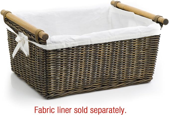 The Basket Lady Pole Handle Wicker Storage Basket, 14 in L x 10 in W x 7.5 in H - Image 2