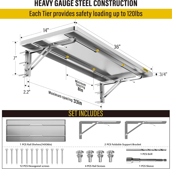 1.2x3ft Adjustable Rail Type Folding Storage Rack Shelf, Suitable - Image 3