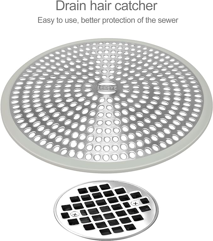 LEKEYE Shower Drain Hair Catcher | Strainer | Shower Stall Drain Cover | - Image 2