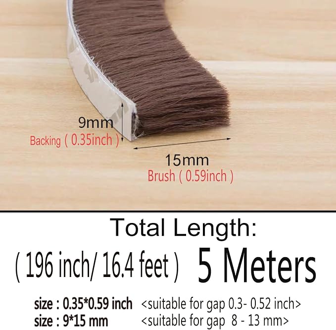 Brush Weather Stripping for Windows/Doors Frame Side, Pile Self Adhesive - Image 2