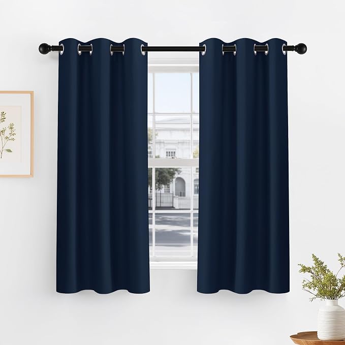 PONY DANCE Navy Blue Bedroom Curtains by PONYDANCE