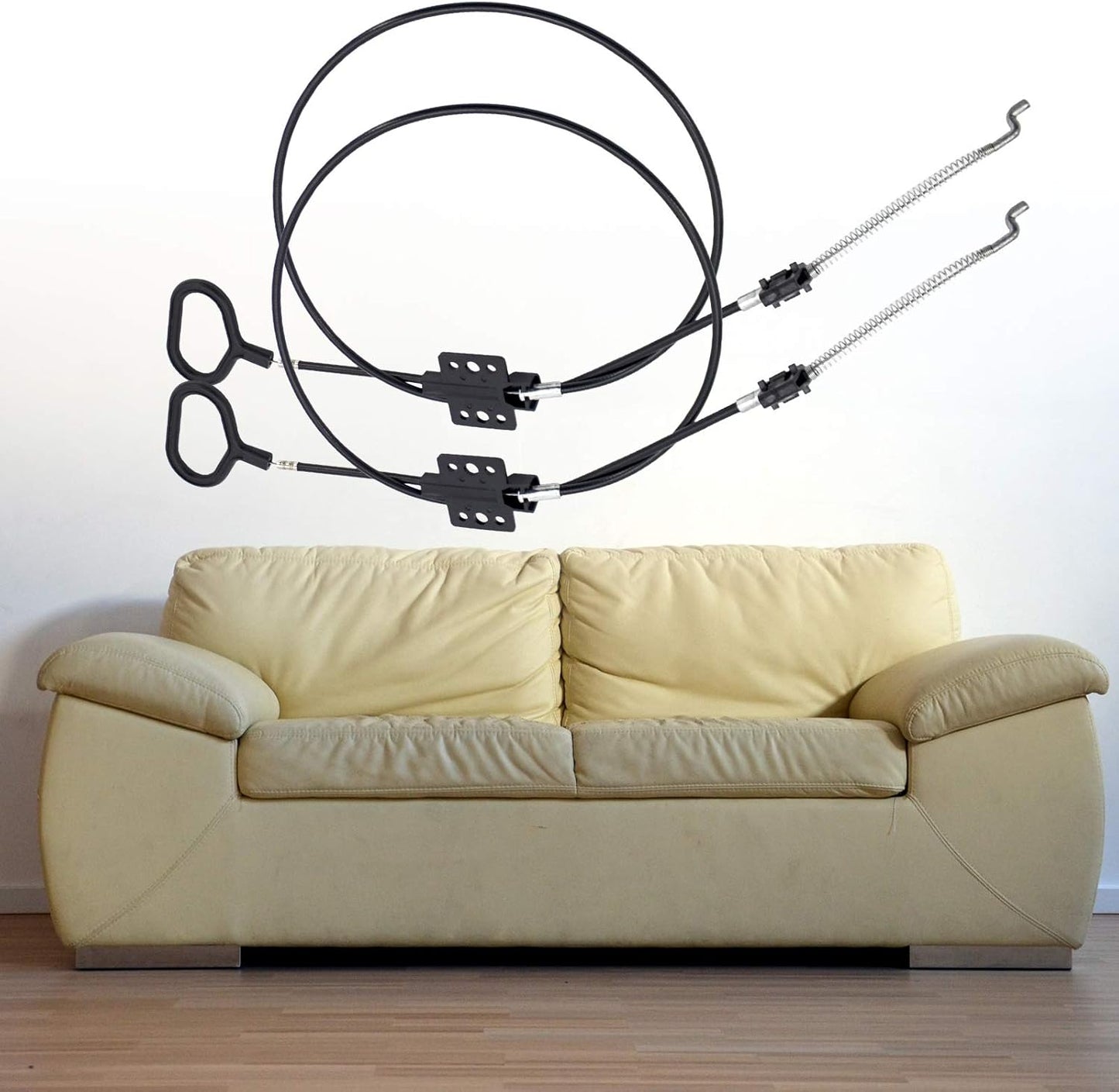 Nonley Sofa Recliner Cables, 2 Pack Couch Release Cables Recliner Replacement Parts D Ring Couch Recliner Pull Handle, Hook Exposed Cable with S Tip for Sofa, Black