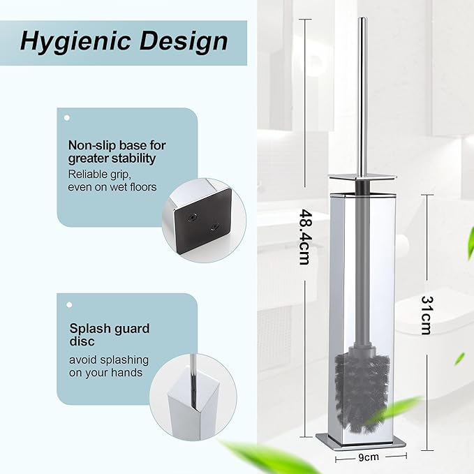 Chrome Toilet Brush and Holder, Toilet Bowl Brush - Image 3