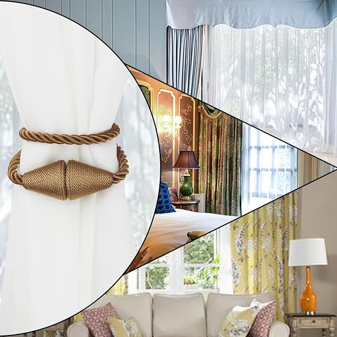 2 Pack Magnetic Curtain Tiebacks Rope Modern Handmade Curtain Tie Backs - Image 6