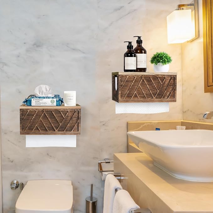 Set of 2 Paper Towel Dispenser Wall Mount, Paper Towel Holder Wall Mounted - Image 2