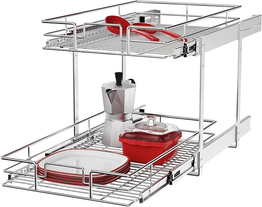 ROOMTEC Individual Pull Out Cabinet Organizer, 2 Tier Spice Rack Organizer by ROOMTEC