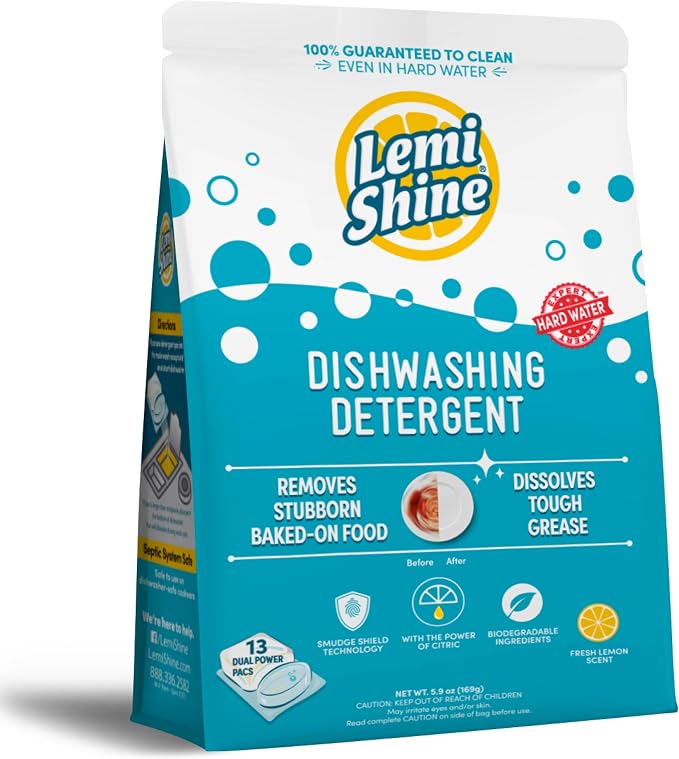 Lemi Shine Natural Dishwasher Pods | All-In-One Powder & Gel Dishwasher by LemiShine