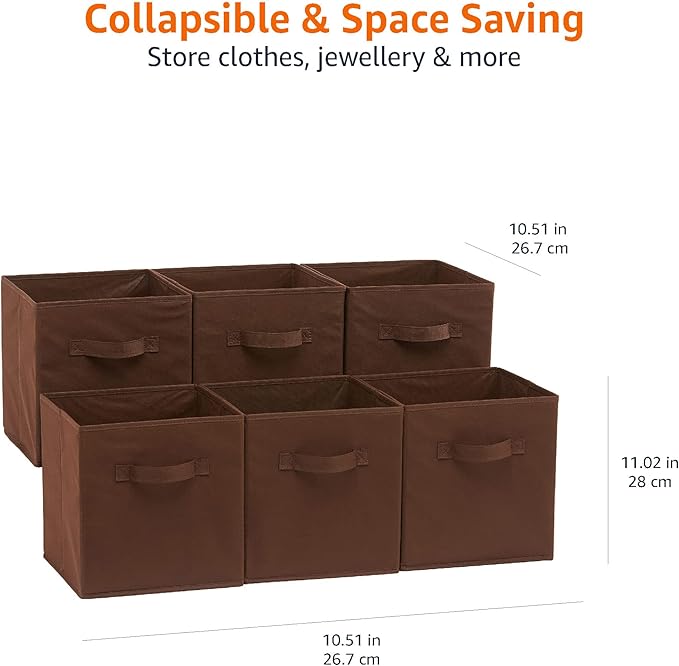 Amazon Basics Cube Organizer Storage Bins Handles, Collapsible Fabric, - Image 5