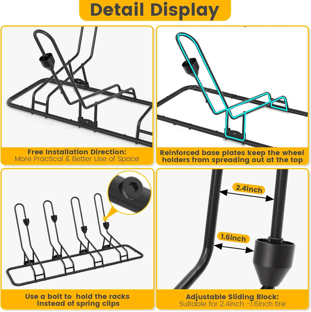 Kingarage 4 Floor Bike Rack, Safeguard Disc Brakes & Derailleurs Design, ...
