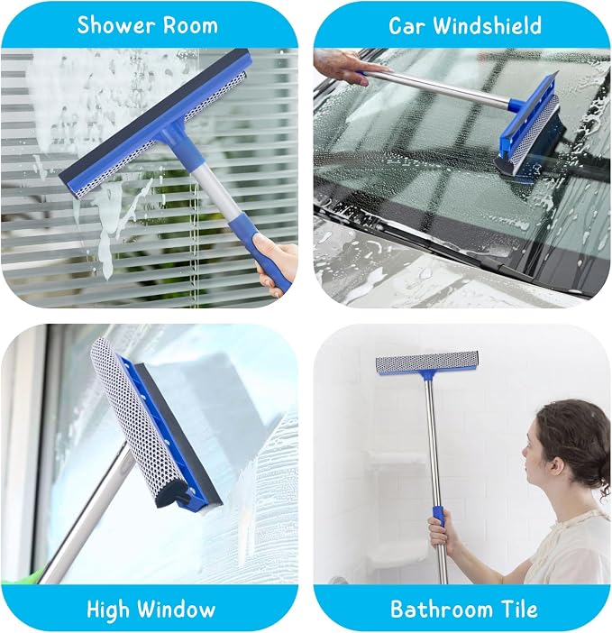 Window Squeegee for Home, 2-in-1 Glass Scrubber for Car Windshield Cleaning - Image 7