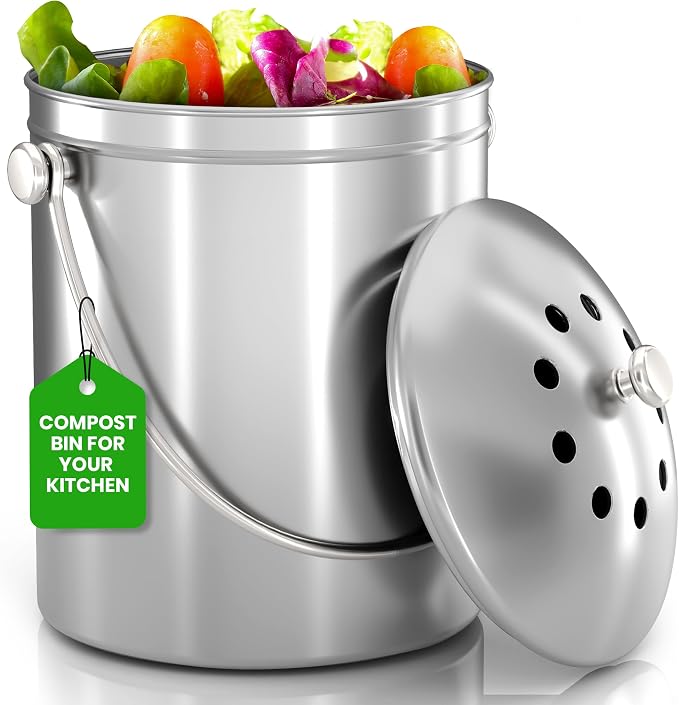 Utopia Kitchen Compost Bin for Kitchen Countertop, 1 Gallon Compost Bucket for by UTOPIAKITCHEN