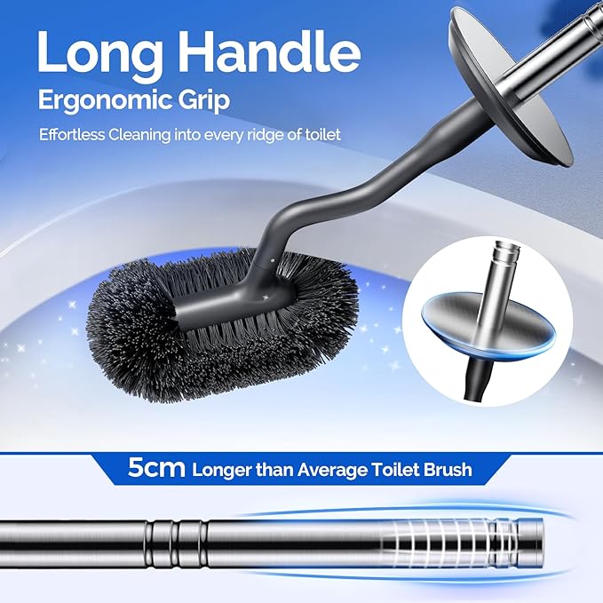 HAMITOR Toilet Brush and Holder Set: 304 Stainless Steel Heavy Duty Bowl - Image 5